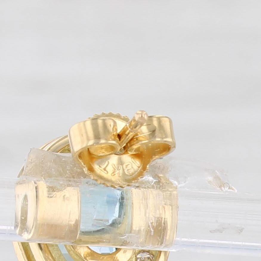 Orecchini a perno con diamante e topazio blu ovale da 2,10 carati in oro giallo 18 carati In condizioni buone in vendita a McLeansville, NC