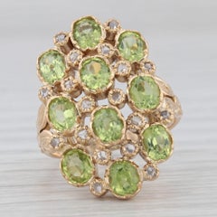 2.10ctw Peridot Diamond Cluster Cocktail Ring 800 Gold Size 6.25