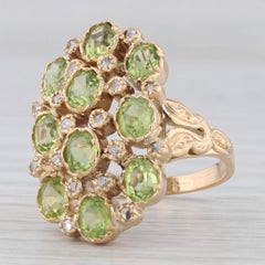 2.10ctw Peridot Diamond Cluster Cocktail Ring 800 Gold Size 6.25