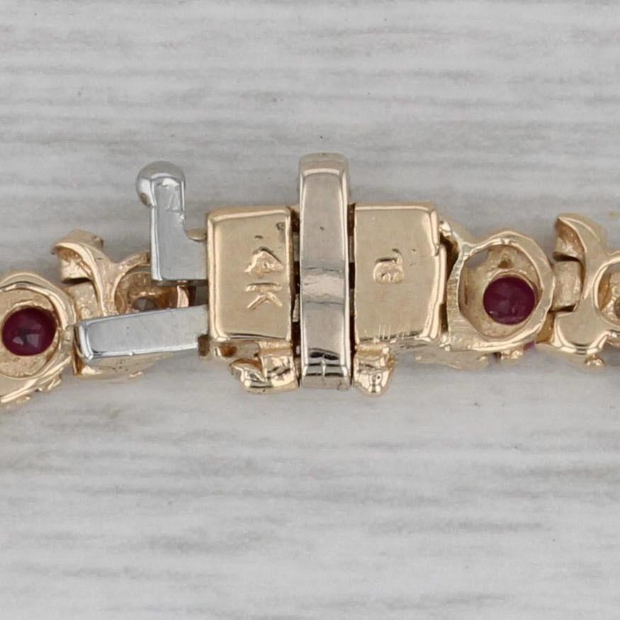 da uomo o donna Bracciale tennis con diamanti e rubini da 2,10 carati in oro giallo 14k 7