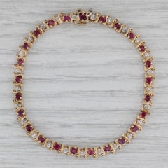 Bracciale tennis con diamanti e rubini da 2,10 carati in oro giallo 14k 7" 4,4 mm
