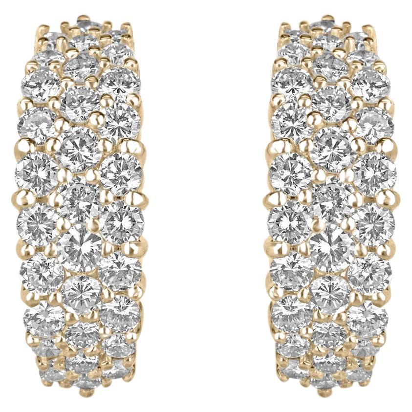 Orecchini Omega a grappolo con diamanti da 2,10 ctcw 18K con incastonatura F-H 750 Giallo in vendita