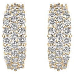 2.10tcw 18K Diamond Cluster Omega Back Earrings F-H Color Pave Set 750 Yellow