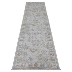 2
10"x10
Gray Hand Knotted Afghan Angora Oushak Leaf Design All Wool Runner Rug