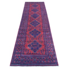 2'10 "x10' Rot, weiche Wolle handgeknüpft, afghanischer Khamyab Läufer Teppich