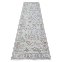 2'10"x10' White Sand Afghan Angora Oushak Wool Weft Runner Oriental Rug