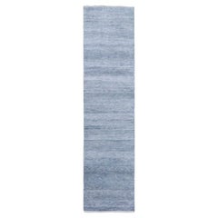 2'10 "x10'2" Grigio, Runner Gabbeh in lana e seta annodato a mano dal design moderno di erba