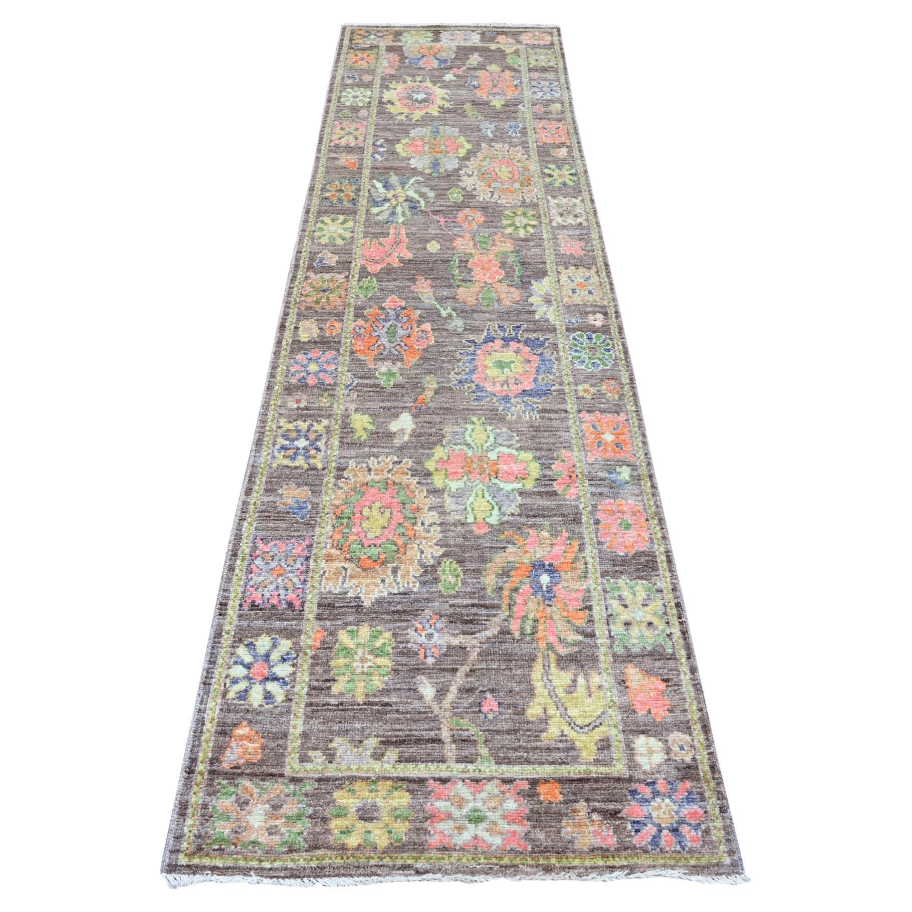 2'10 "x10'4" Brown Hand geknüpft Afghan Angora Oushak alle Wolle Läufer Orientteppich