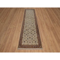 2'10 "x11' Elfenbein Kashan Design 300 KPSI Neuseeland Wolle Handgeknüpft Läufer Teppich