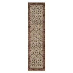 2'10 "x11' Elfenbein Kashan Design 300 KPSI Neuseeland Wolle Handgeknüpft Läufer Teppich