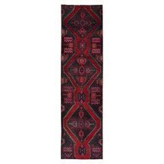 Tappeto da corridoio vintage zoroastriano di Hamadan, annodato a mano in pura lana, marrone, 2'10" x 11'1"