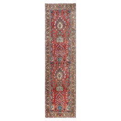 2'10"x11'1" Red Vintage Persian Tabriz Vase Design Hand Knotted Wool Runner Rug
