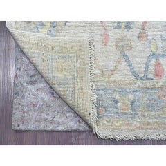 2'10"x11'5" Gray Hand Knotted Afghan Angora Oushak Pure Wool Runner Oriental Rug