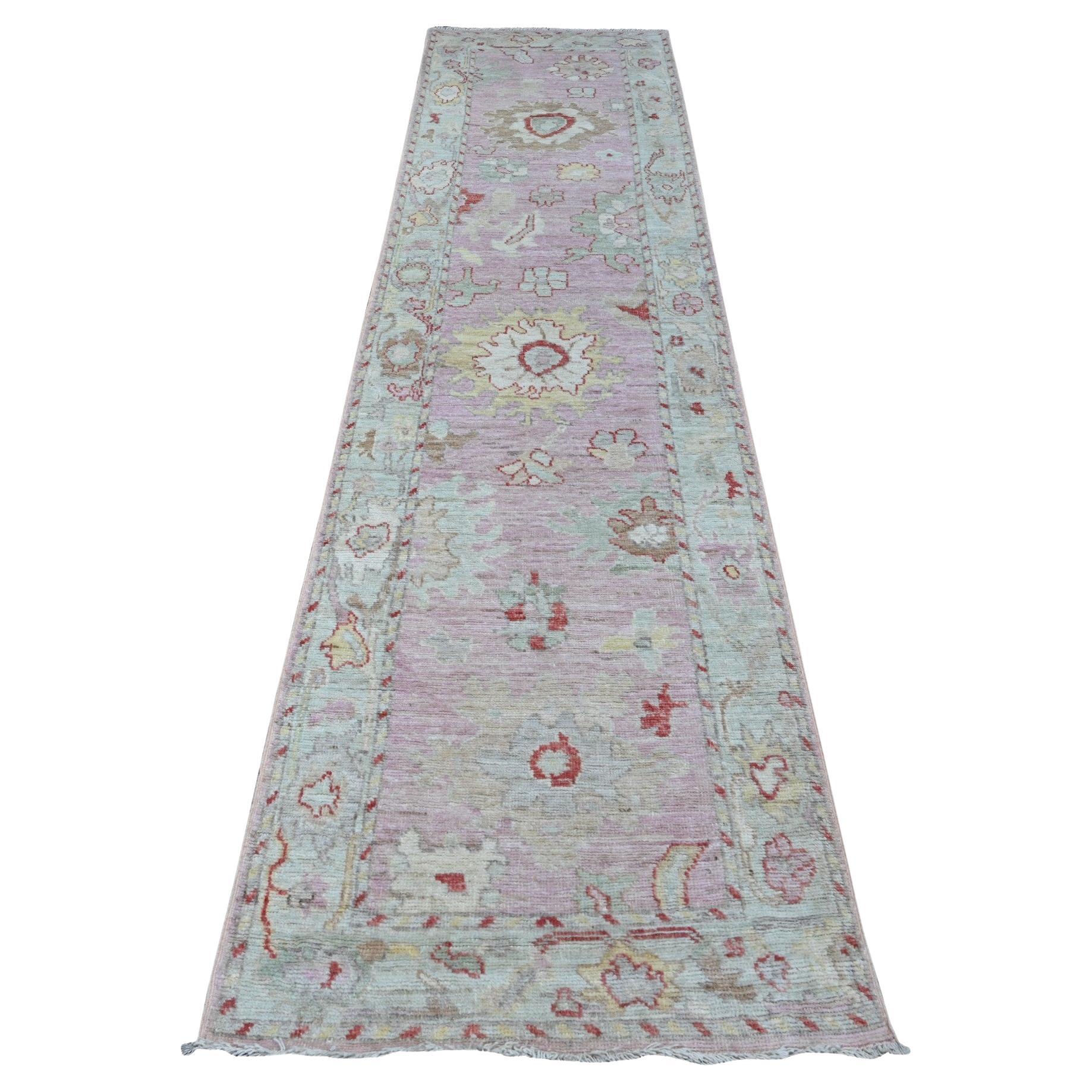 2'10 "x11'6" Staubsturm Rosa Village Elements Angora Oushak Läufer Orientteppich im Angebot