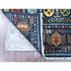 2'10"x11'9" Blue Afghan Ersari with Hutchlu Design Hand Knotted Wool Runner Rug