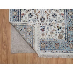 2'10"x12'3" Swan White Nain All Over Design Wool & Silk Hand Knotted Runner Rug