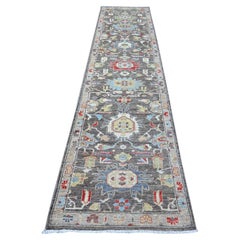 2'10"x12'5" Mist Schwarzer Wollteppich Aryana North West Persischer handgeknüpfter Läufer