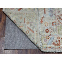 2'10 "x13'6" Grauer Angora Oushak Samtiger Woll-Läufer Handgeknüpfter Orientteppich