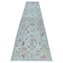 2'10"x13'6" Gray Angora Oushak Velvety Wool Runner Hand Knotted Oriental Rug