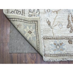 2'10 "x13'9" Gris, Angora Ushak Tintes Naturales, Lana Afgana Anudada a Mano, Alfombra Ru