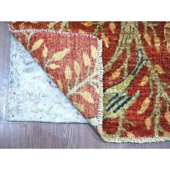 2'10 "x15'10" Rosso Annodato a mano Peshawar Birds of Paradise Design Tappeto Runner in Lana