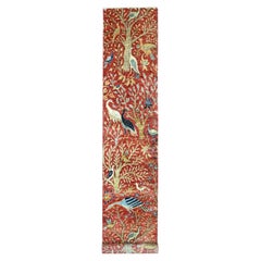 2'10 "x15'10" Rosso Annodato a mano Peshawar Birds of Paradise Design Tappeto Runner in Lana