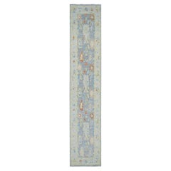 2'10"x15'7" Flint Gray Oushak Weave and Design Hand Knotted Pure Wool Runner Rug