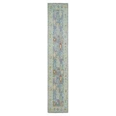 2'10"x15'7" Gray Oushak Weave and Design Leaf Pattern Hand Knotted Wool Runner R