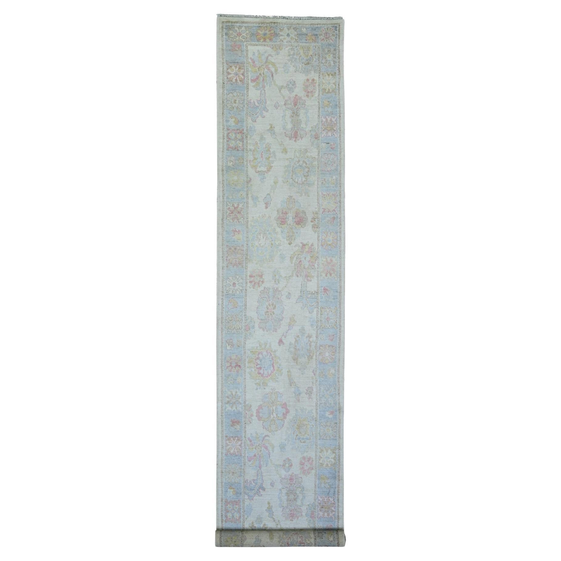 2'10 "x16' Beige Colore afgano Angora Oushak Lana annodato a mano Oriental Rugs