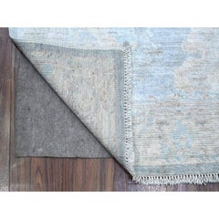 2'10"x16' Ruddy Blue Angora Oushak Hand Knotted XL Runner Oriental Rug