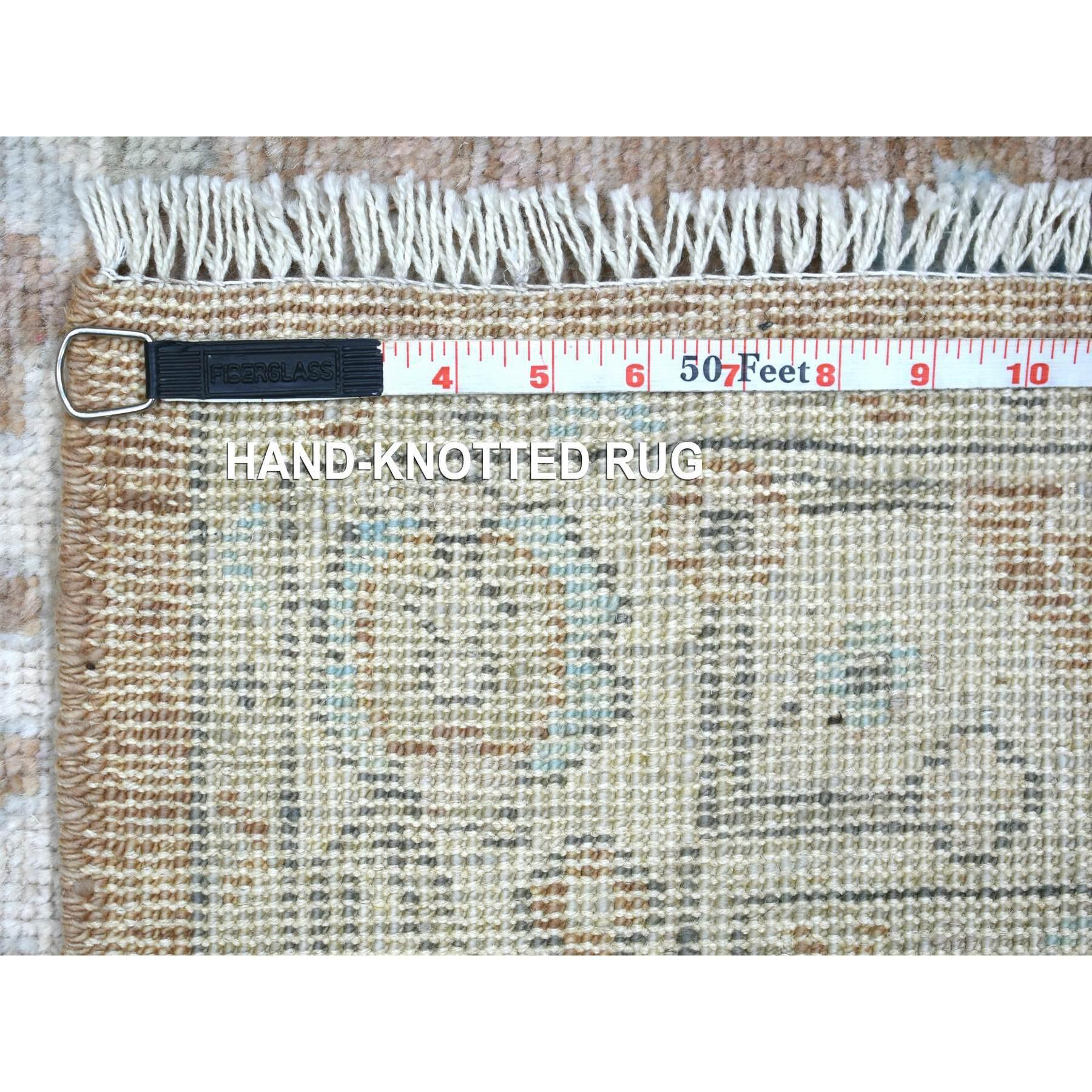 Tappeto Runner Marrone Flowing Design Angora Ushak annodato a mano 2'10 