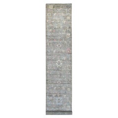 2'10"x17'6" Coffee Brown Angora Oushak Leaf Design Hand Knotted Wool Runner Rug