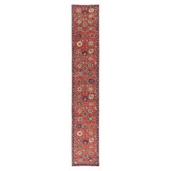 2'10"x17'7" Red Northwest Zoroastrian Design Hand Knotted Pure Wool Runner Rug