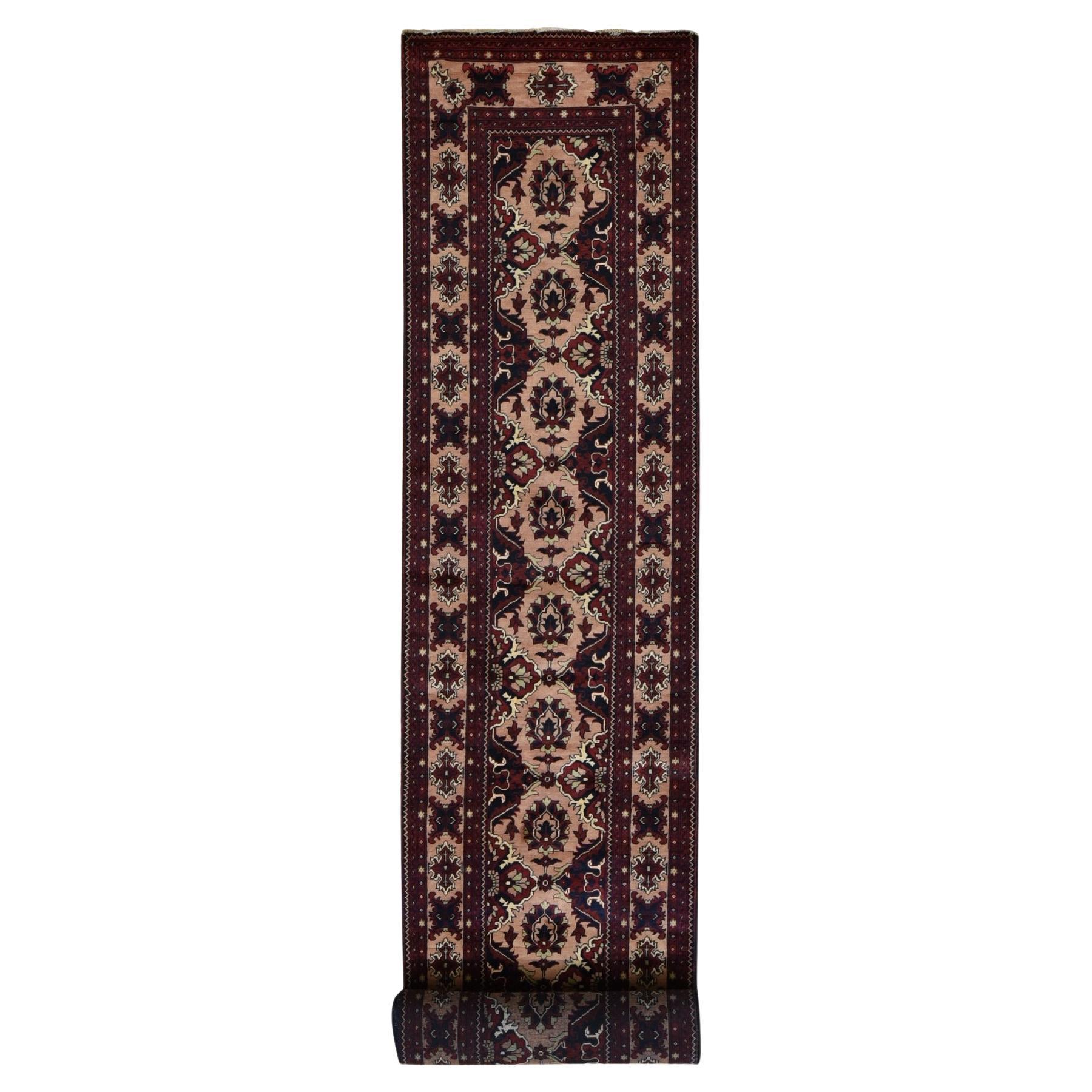 2'10 "x18'10" Rojo Bermellón Afgano Khamyab Lana Brillante Anudada a Mano Alfombra de Corredor XL