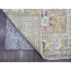2'10 "x19' Alfombra Corredera XL de Lana Anudada a Mano con Diseño de Hojas de Angora Oushak Marrón Descolorido