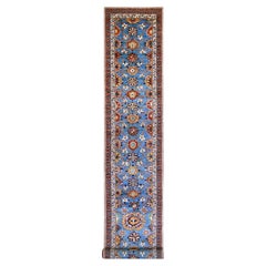 2'10"x19'3" Blue Aryana Grade Mahal All Over Design Hand Knotted Wool Runner Rug