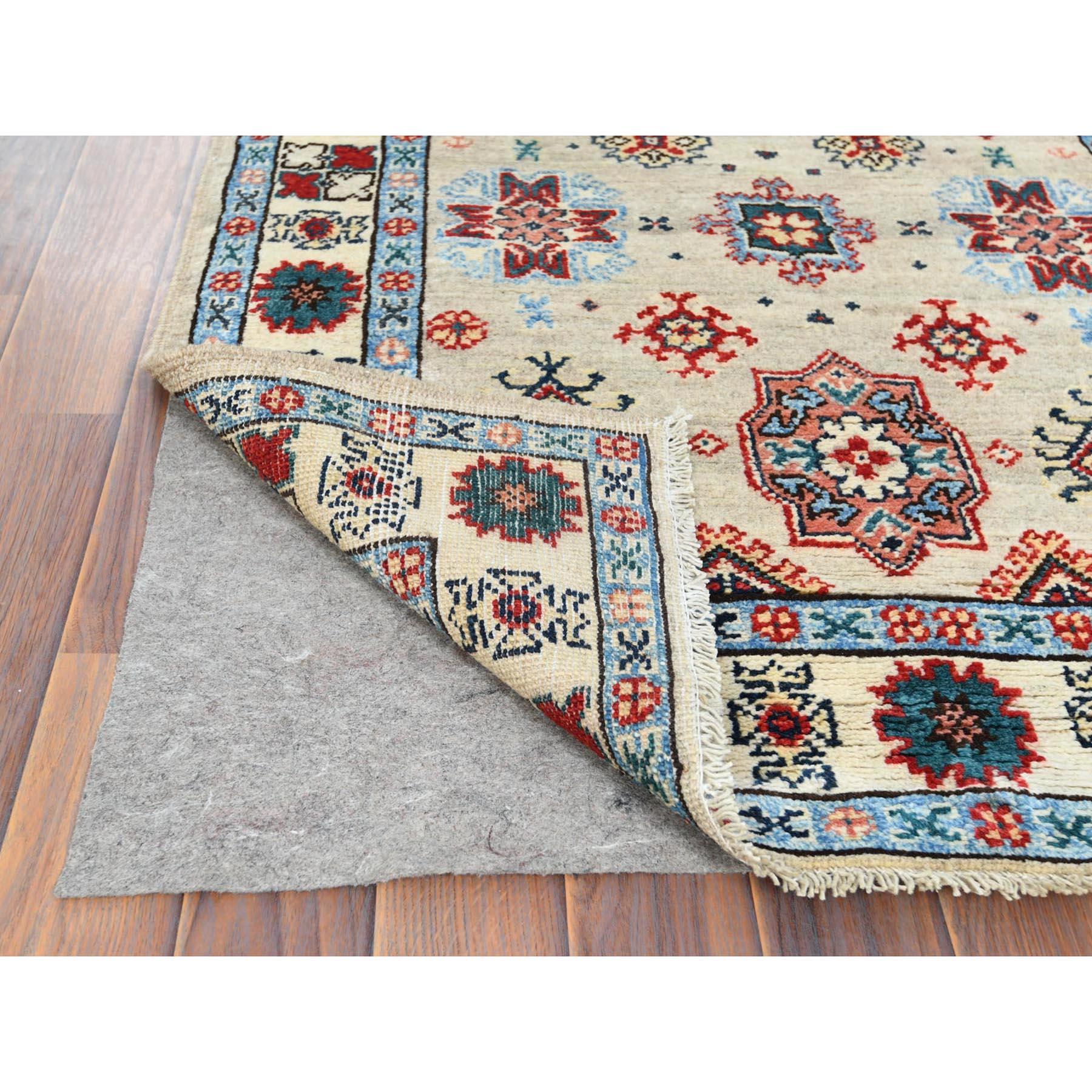 Kazako Tappeto Runner XL Annodato a mano, Taupe, Afghan Special Kazak Pure Wool, XL in vendita