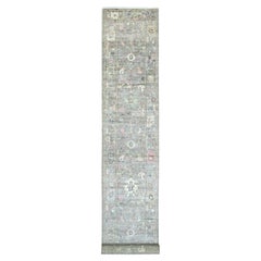 2'10 "x19'7" Brauner handgeknüpfter afghanischer Angora Oushak Wolle handgeknüpfter Läufer Teppich