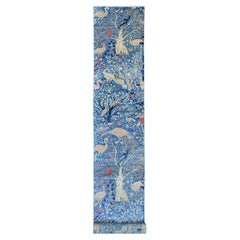 2'10 "x23'6" Blu Peshawar Birds of Paradise Design Tappeto Runner in Lana Annodato a Mano
