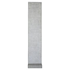 2'10 "x31'9" Tapis de course en laine grise lavée Heriz All Over Design, noué à la main