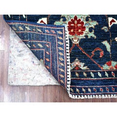 2'10" x 4' marineblauer, handgeknüpfter, weicher und farbenfroher Sultani-Teppich aus Wolle
