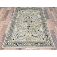 2'10"x4'10" Beige Afghan Peshawar Heriz Wool Hand Knotted Oriental Rug