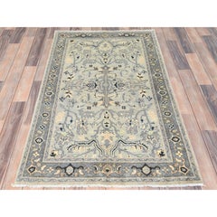 2'10"x4'10" Beige Afghan Peshawar Heriz Wool Hand Knotted Oriental Rug