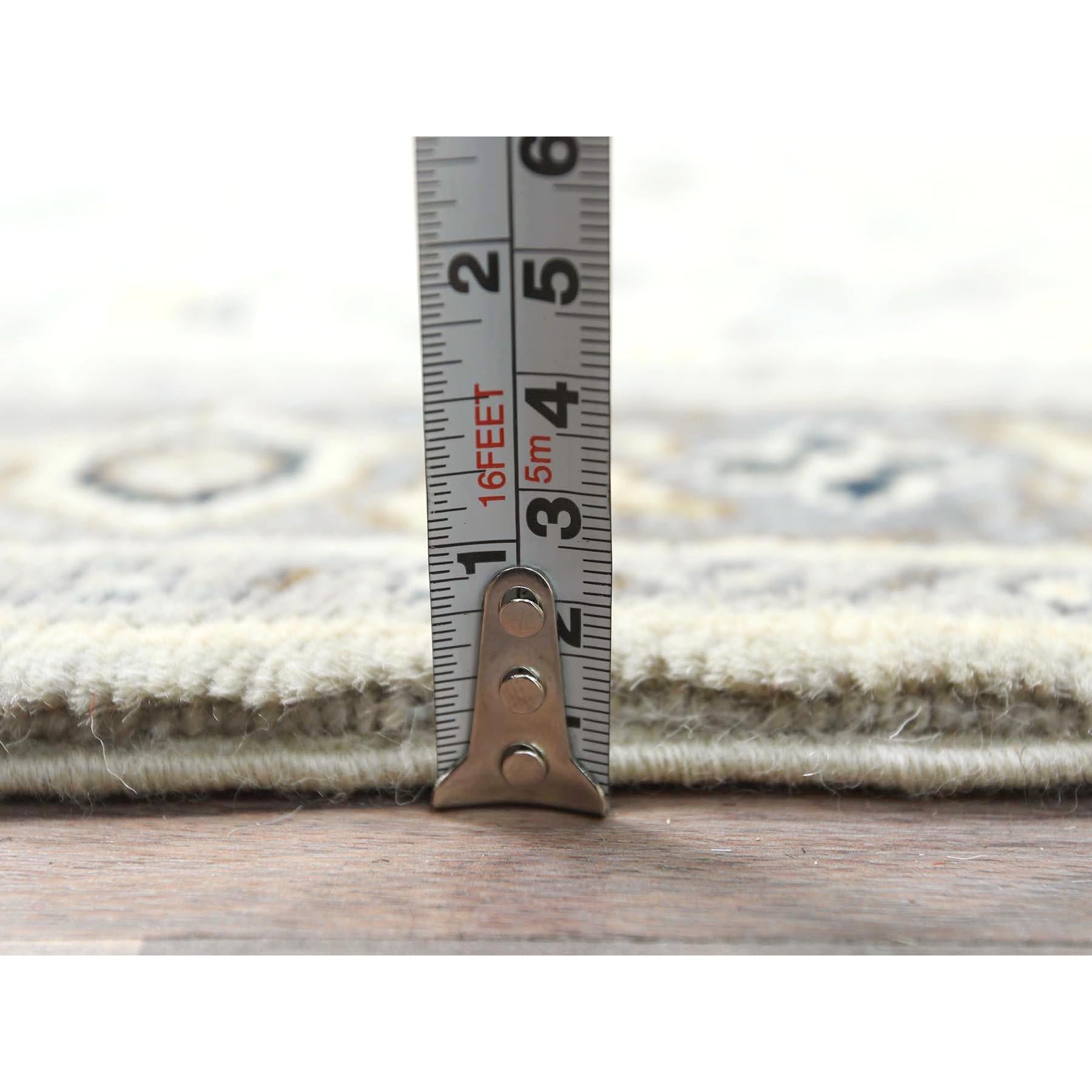 Tappeto orientale afghano beige Peshawar Heriz in lana annodato a mano 2'10 