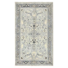 2'10"x4'10" Beige Afghan Peshawar Heriz Wool Hand Knotted Oriental Rug