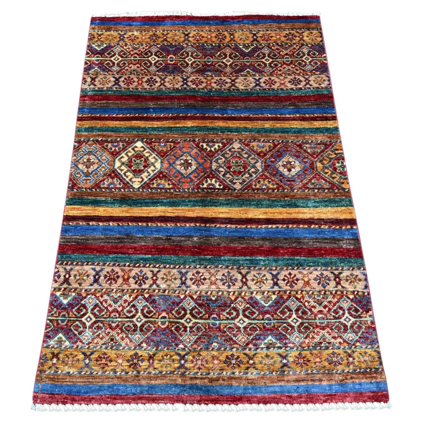 2'10"x4'4" Rust Red Pure Wool Hand Knotted Afghan Super Kazak Sample Mat Rug For Sale