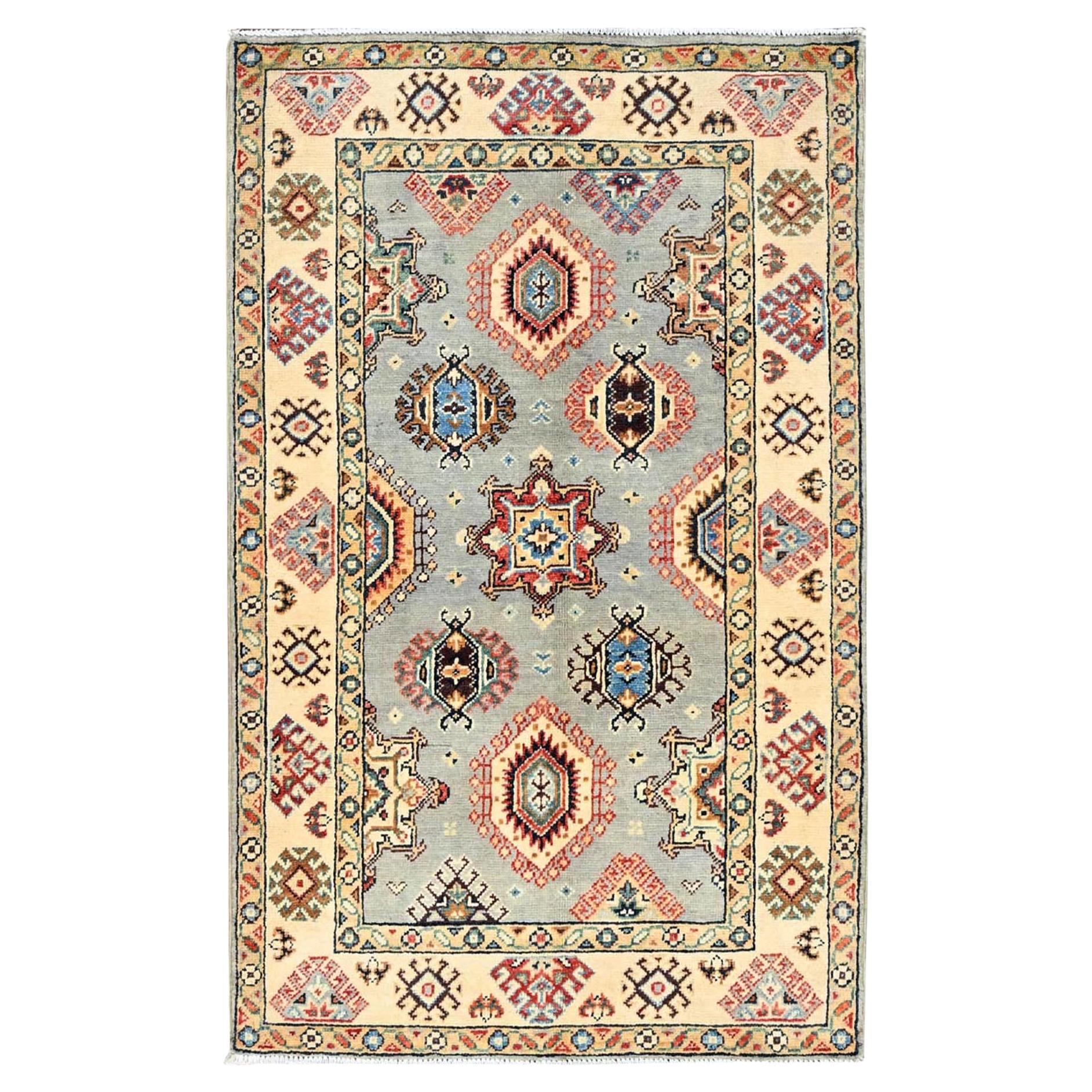 Tappeto Nimbus Cloud Gray Vibrant Wool Special Kazak Oriental Dense Weave (2
10 "x4
7") in vendita