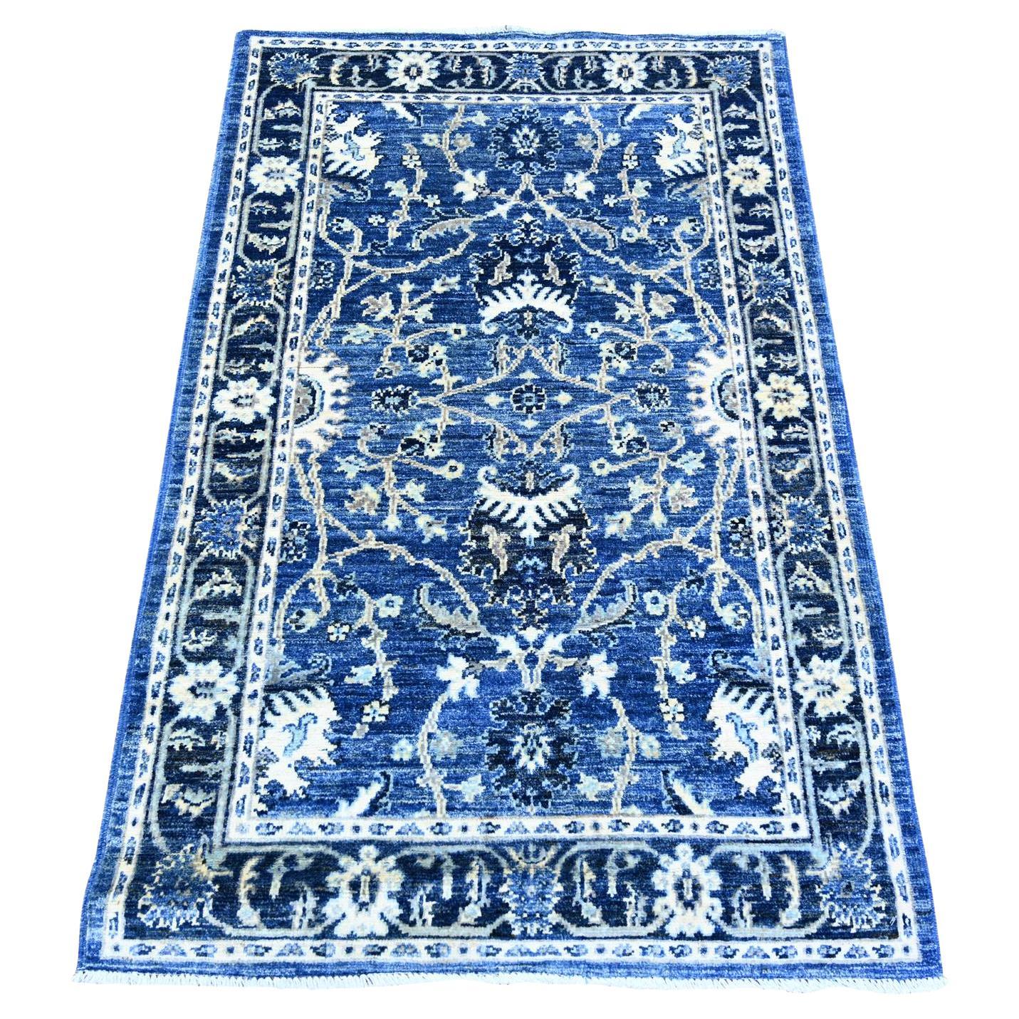 2
10 "x4
8" Azul Boeing Alfombra de Lana Anudada a Mano con Diseño Peshawar Mahal XL en venta