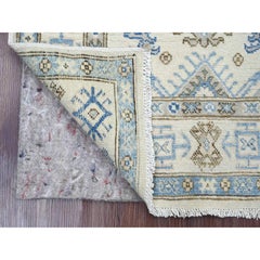 2'10 "x4'8" Elfenbein Vintage Look Kazak Geometrisches Medaillon Wolle Handgeknüpft Teppich