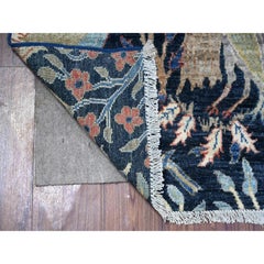 2'10"x4'9" Millennium Blue Hand Knotted Soft Wool Afghan Peshawar Rug